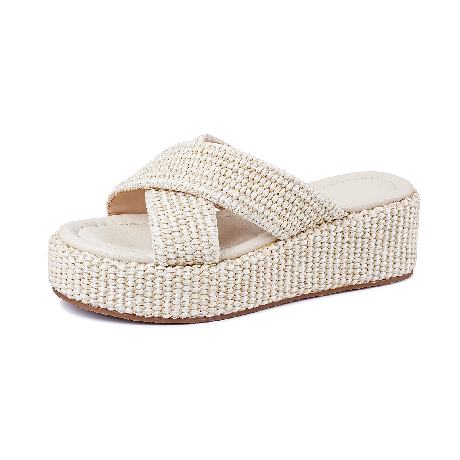 Platform Woven Sandals for Women Raffia Espadrille Slip on Summer Beach Sandals