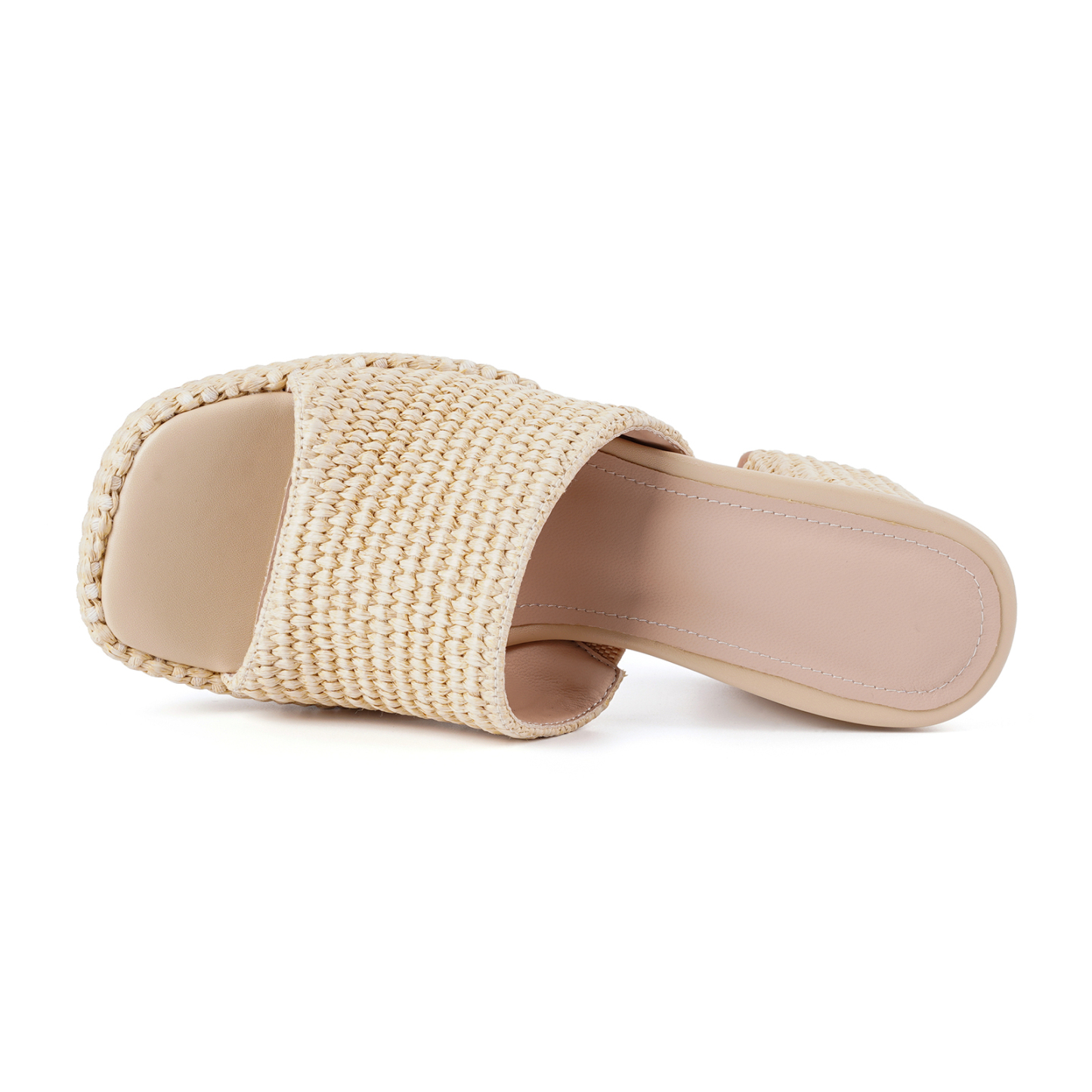 Raffia Woven Heeled Sandals for Women Beach Slides Sandals