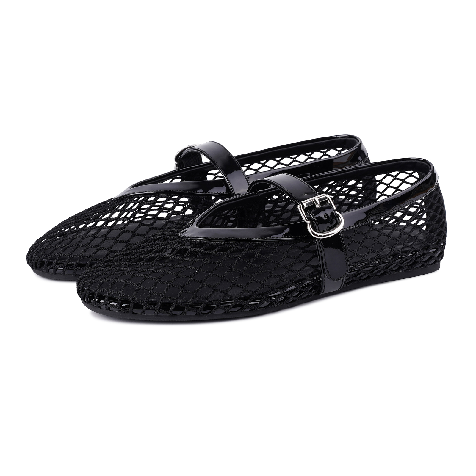 Mesh Ballet Flats for Women Fishnet Ballerina Flat Shoes
