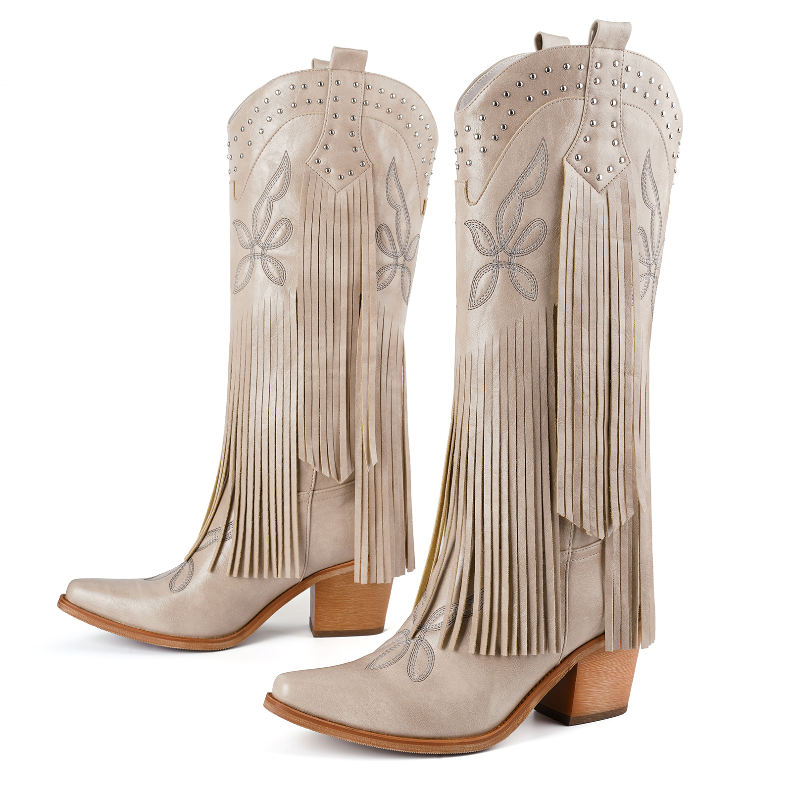 Women's Cowgirl Boots Knee High Fringe Boots