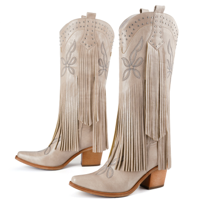 Women's Cowgirl Boots Knee High Fringe Boots