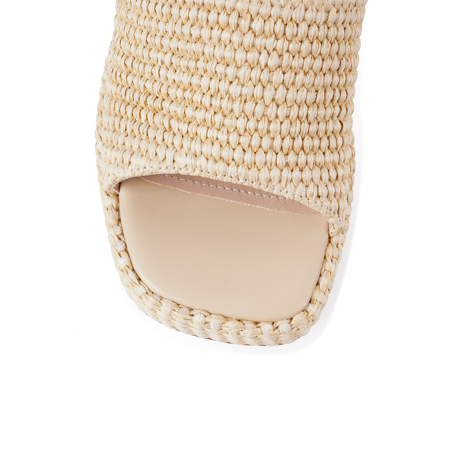 Raffia Woven Heeled Sandals for Women Beach Slides Sandals