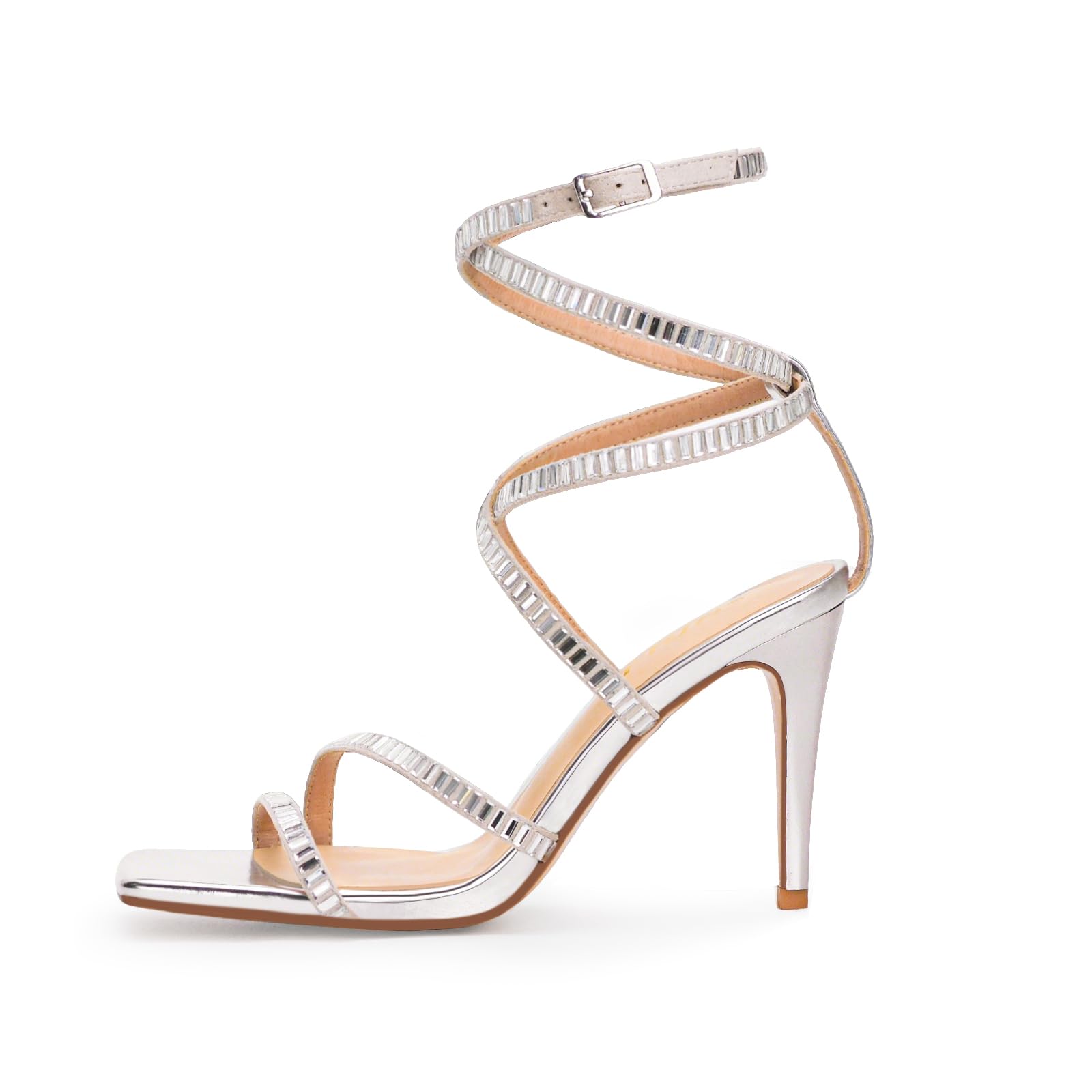 Sparkling Rhinestone Lace-Up Heels Elegant Wedding Party Stilettos