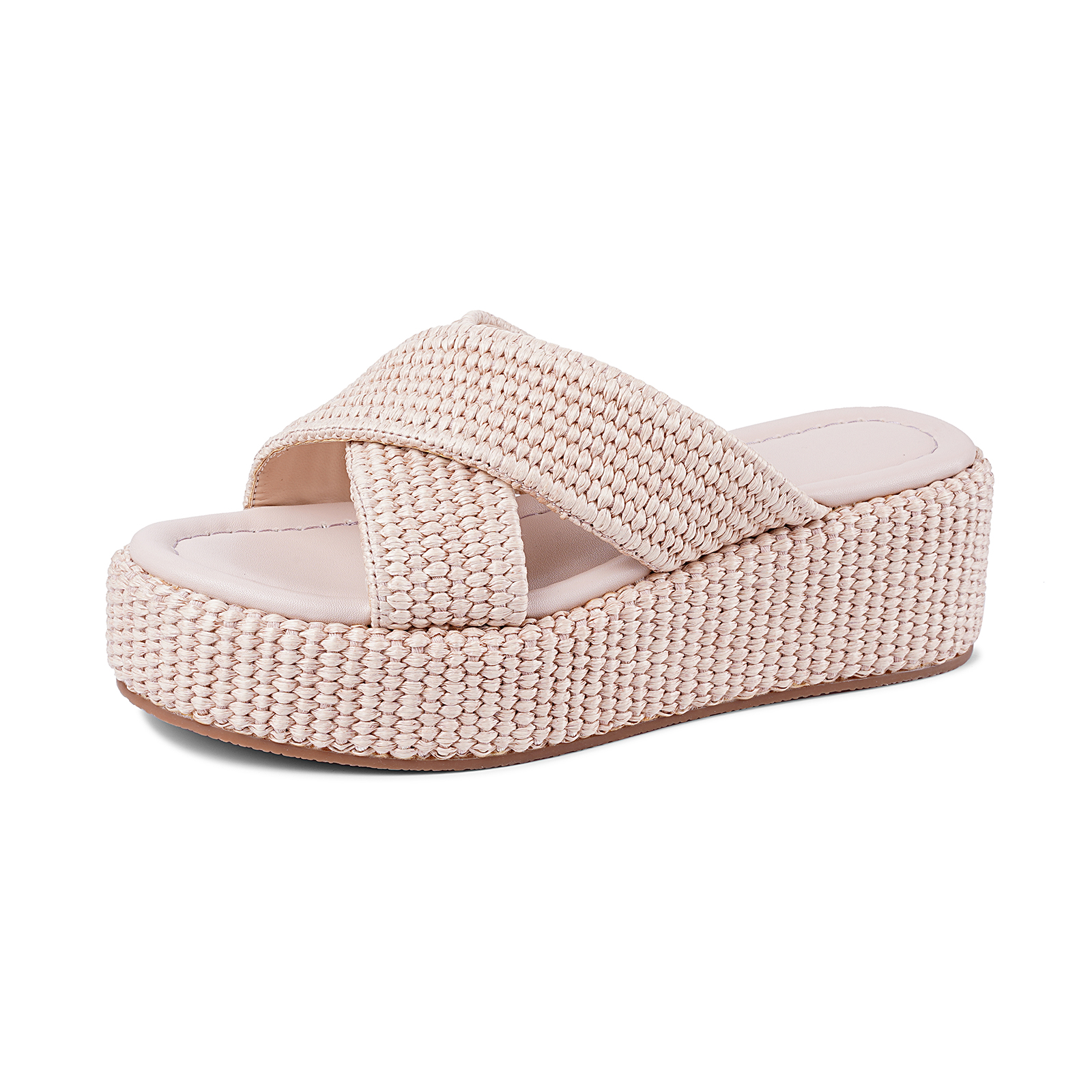 Platform Woven Sandals for Women Raffia Espadrille Slip on Summer Beach Sandals