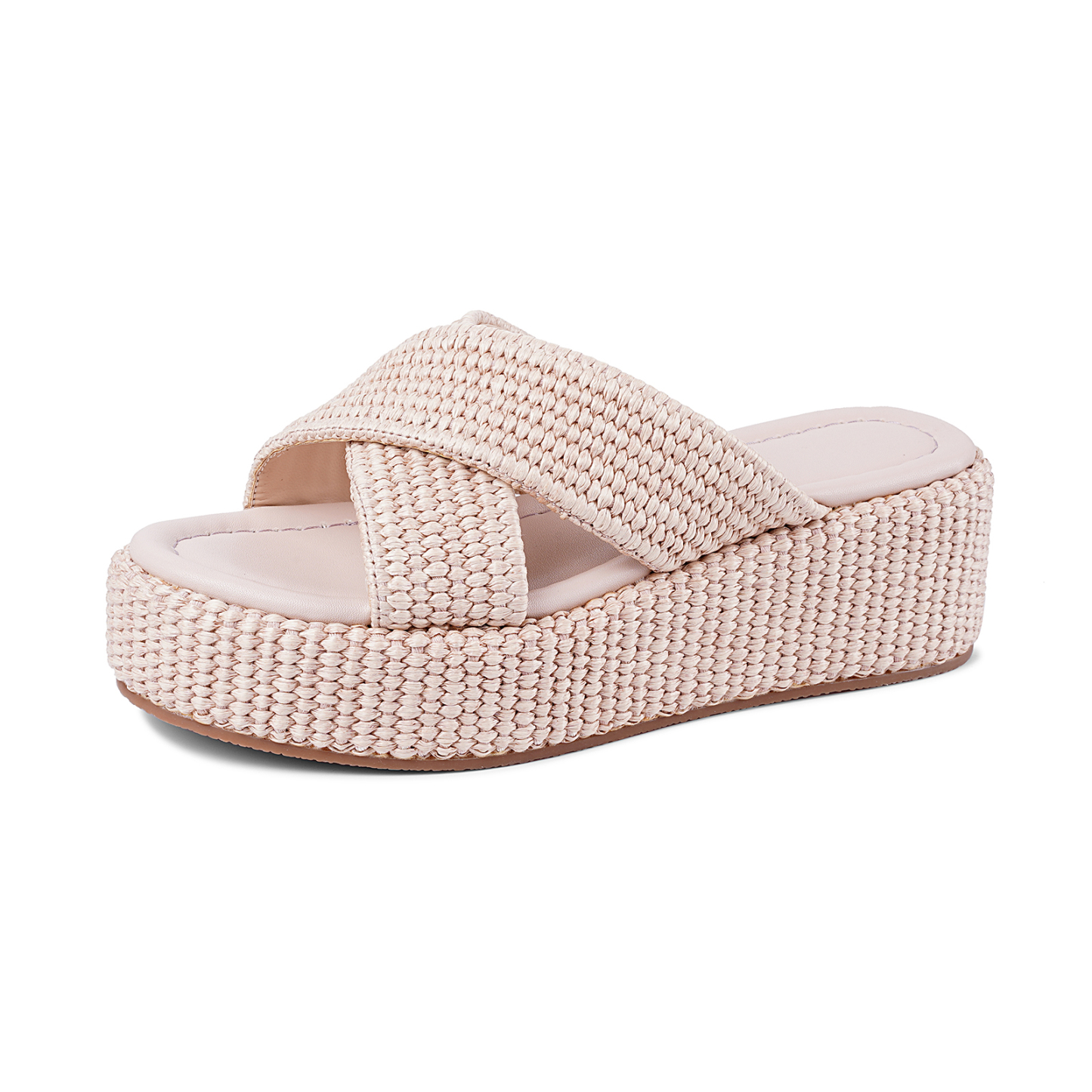 Platform Woven Sandals for Women Raffia Espadrille Slip on Summer Beach Sandals