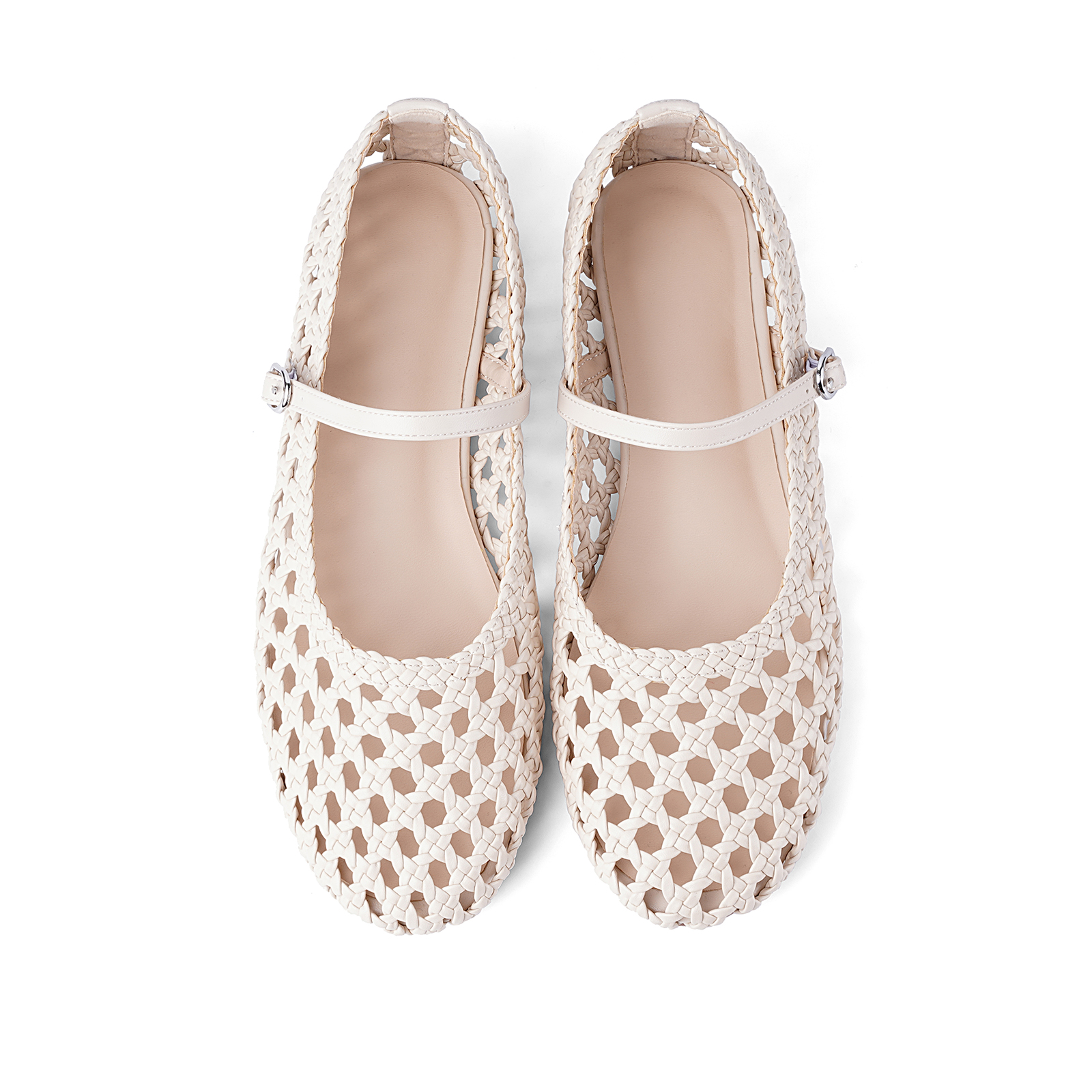 Woven Mesh Ballet Flats for Women Mary Janes Ballerina Flat Shoes