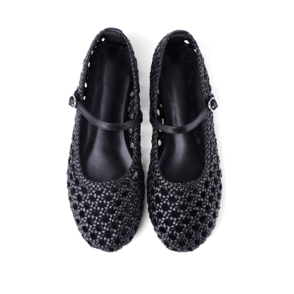 Woven Mesh Ballet Flats for Women Mary Janes Ballerina Flat Shoes