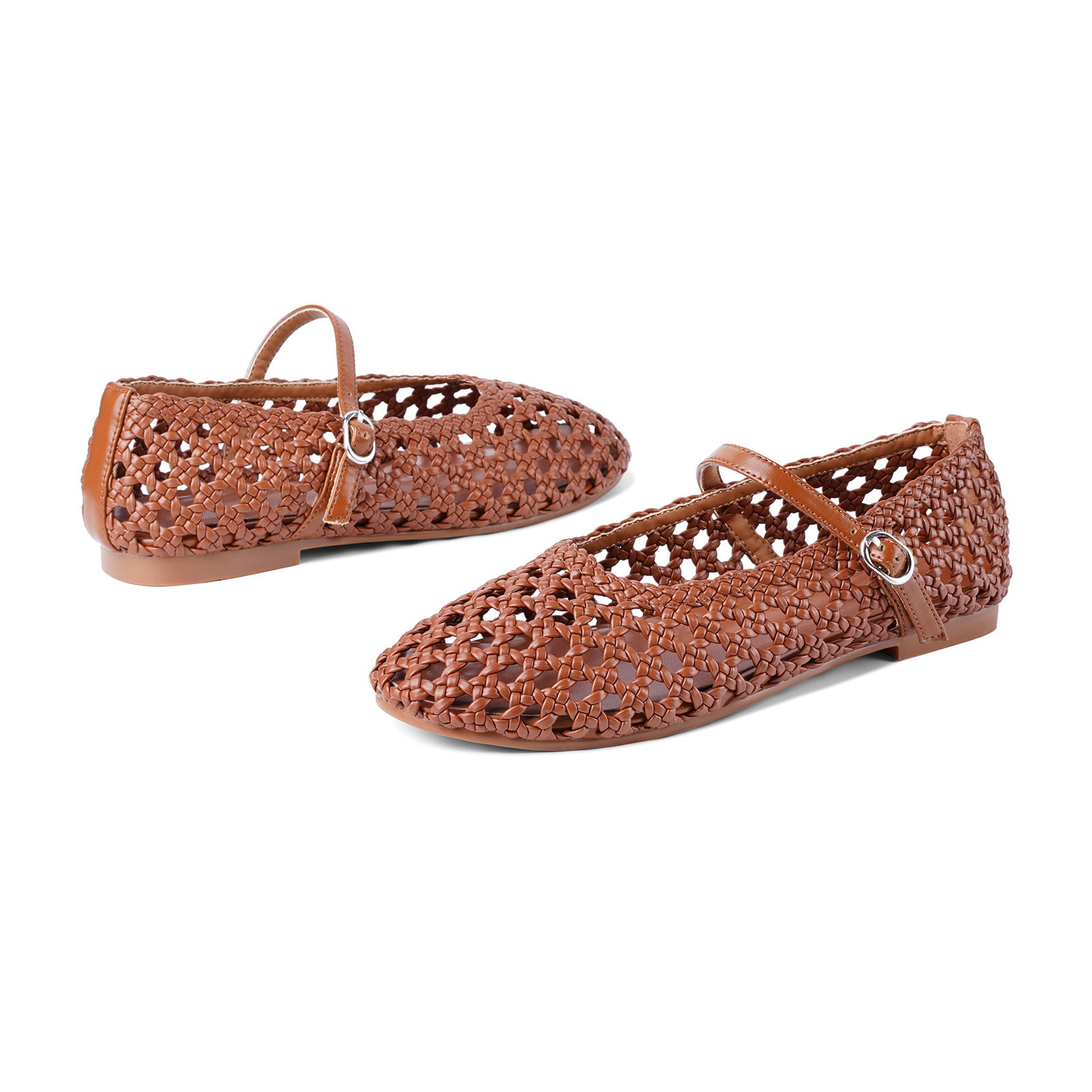 Woven Mesh Ballet Flats for Women Mary Janes Ballerina Flat Shoes