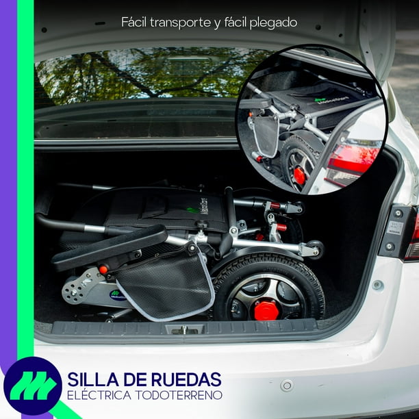 Silla De Ruedas Eléctrica De Lujo Silla Plegable de Acero de Alta Resistencia Color Negro Incluye Cinturón de seguridad y Control Joystick.