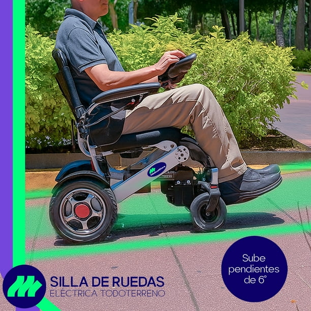 Silla De Ruedas Eléctrica De Lujo Silla Plegable de Acero de Alta Resistencia Color Negro Incluye Cinturón de seguridad y Control Joystick.