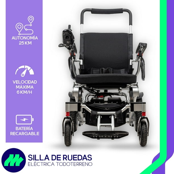Silla De Ruedas Eléctrica De Lujo Silla Plegable de Acero de Alta Resistencia Color Negro Incluye Cinturón de seguridad y Control Joystick.