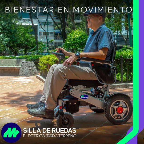 Silla De Ruedas Eléctrica De Lujo Silla Plegable de Acero de Alta Resistencia Color Negro Incluye Cinturón de seguridad y Control Joystick.