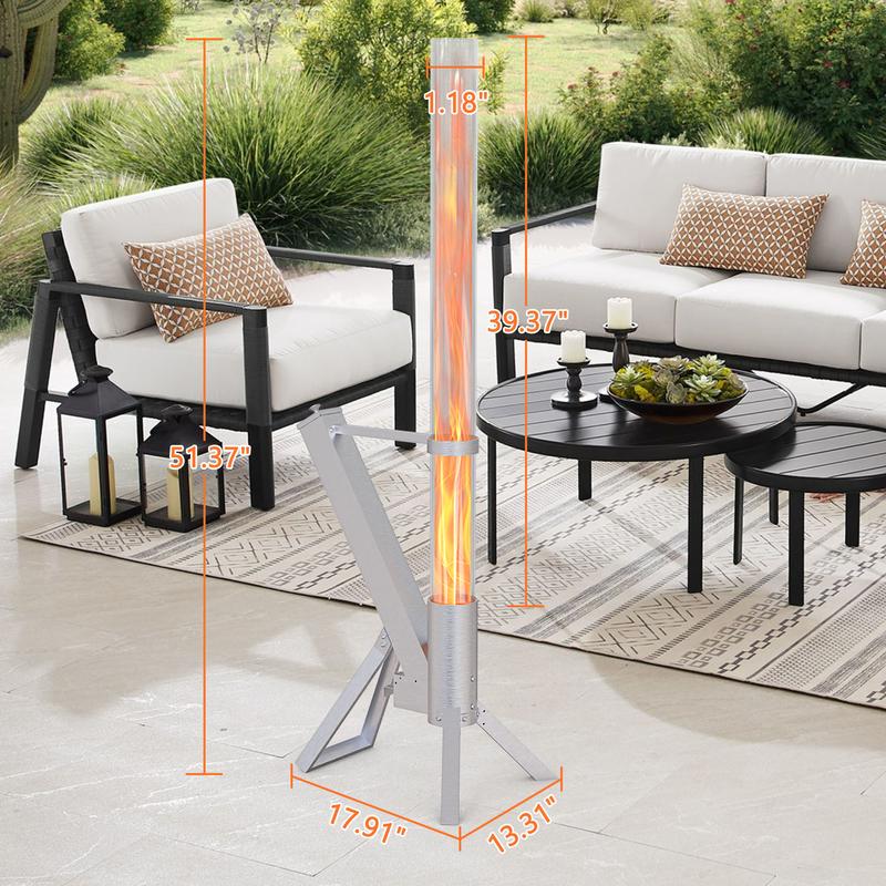 Segmart Pellet Torch Patio Heater – Portable Outdoor Fire Pit with Glass Tube, Wood Pellet Flame for Cozy Nights