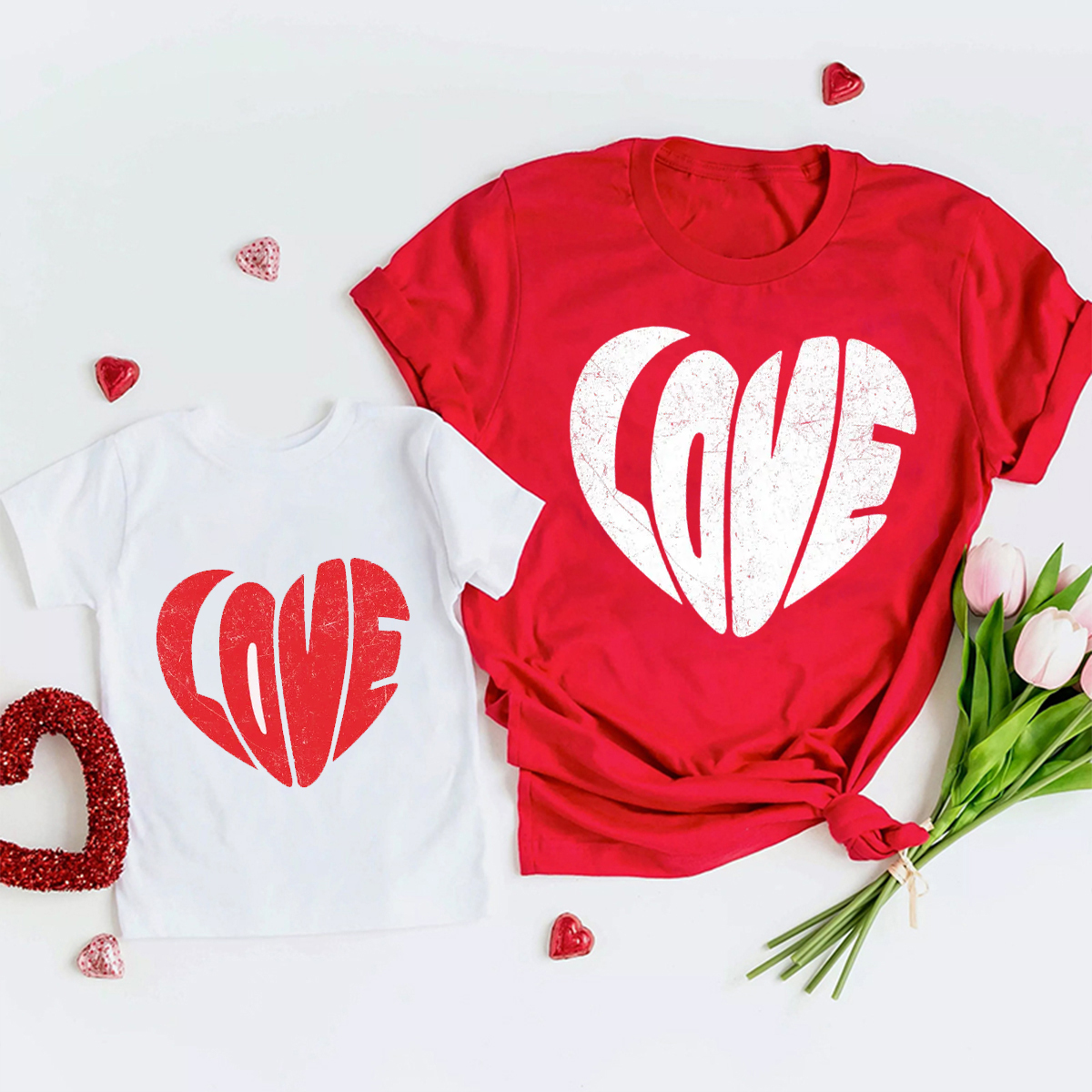 Retro Love Heart Valentine's Day Family Shirt