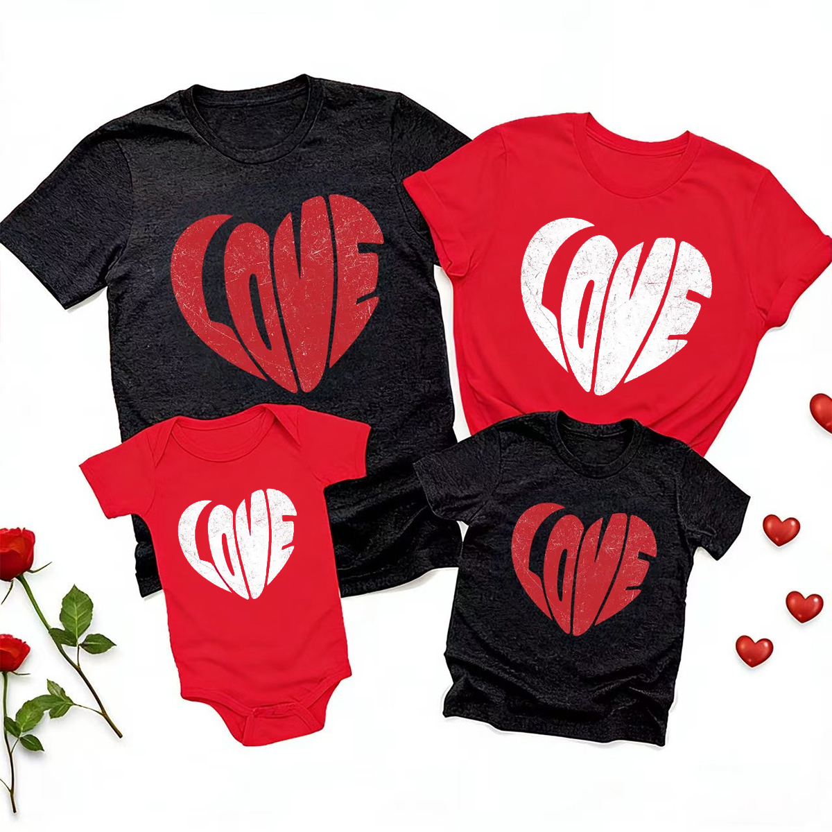 Retro Love Heart Valentine's Day Family Shirt