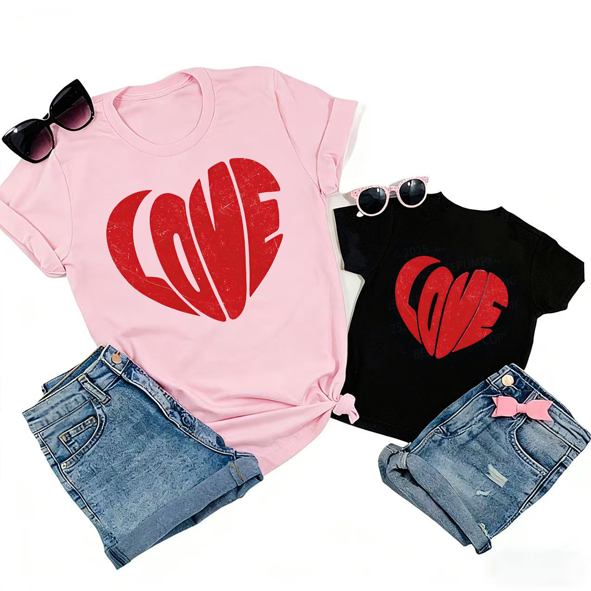 Retro Love Heart Valentine's Day Family Shirt