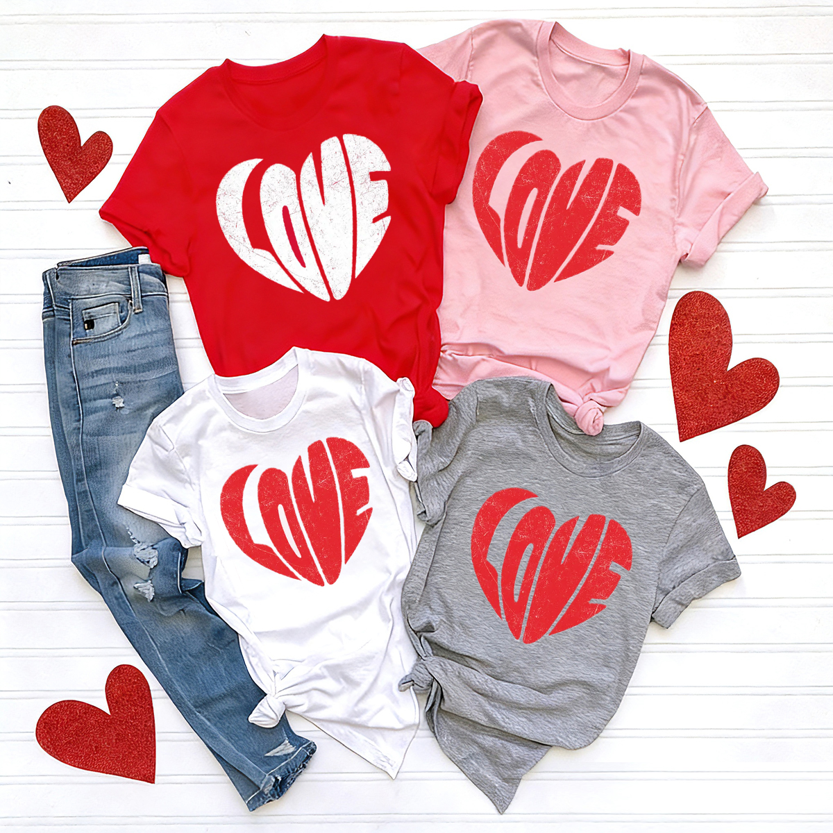Retro Love Heart Valentine's Day Family Shirt