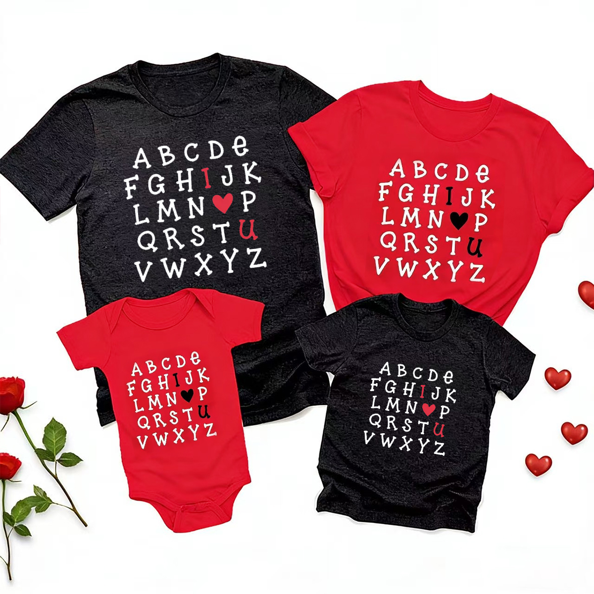 Love Alphabet Valentine Family Matching Shirts