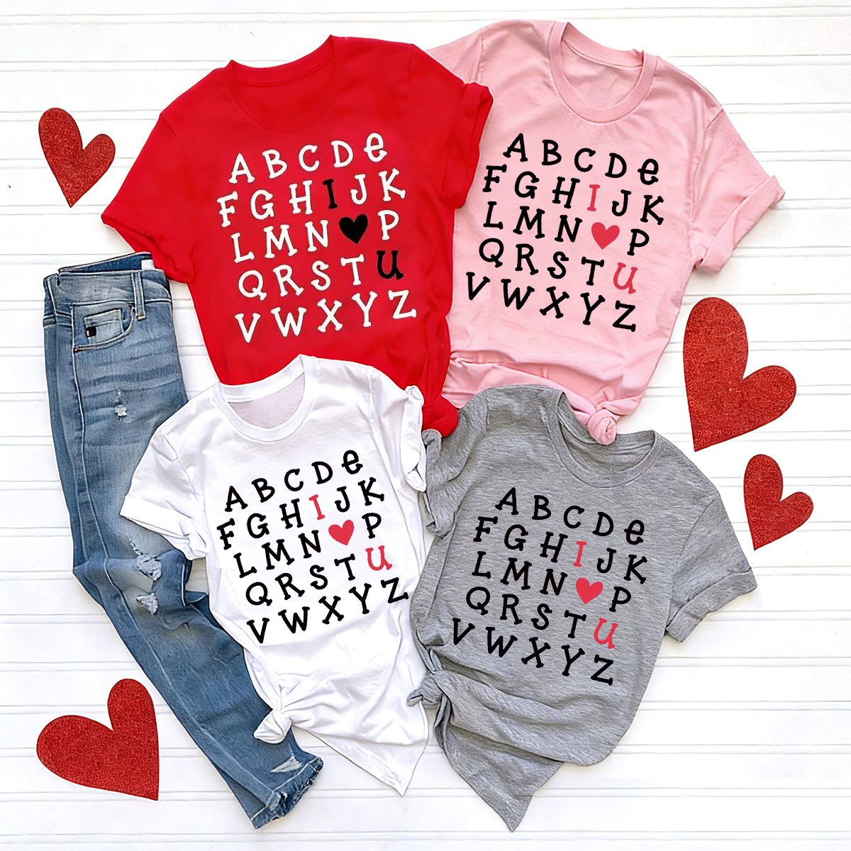 Love Alphabet Valentine Family Matching Shirts