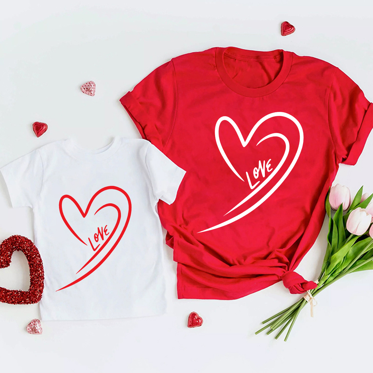Cute Valentine's Family Matching Shirts - Love Heart