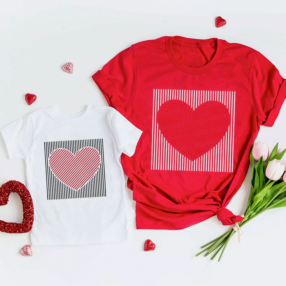 Heart-shaped Lines Valentine's Day Family Shirt