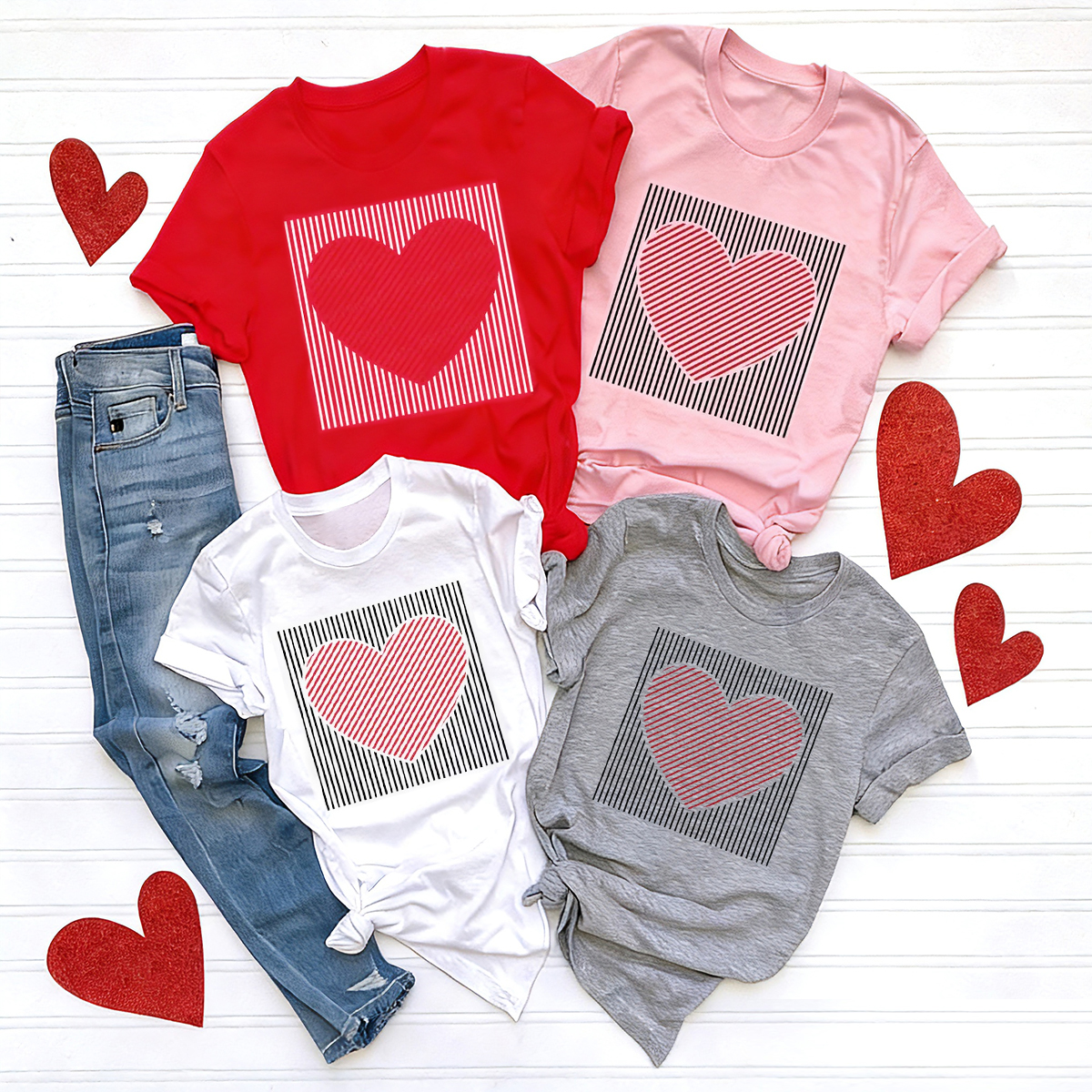 Heart-shaped Lines Valentine's Day Family Shirt