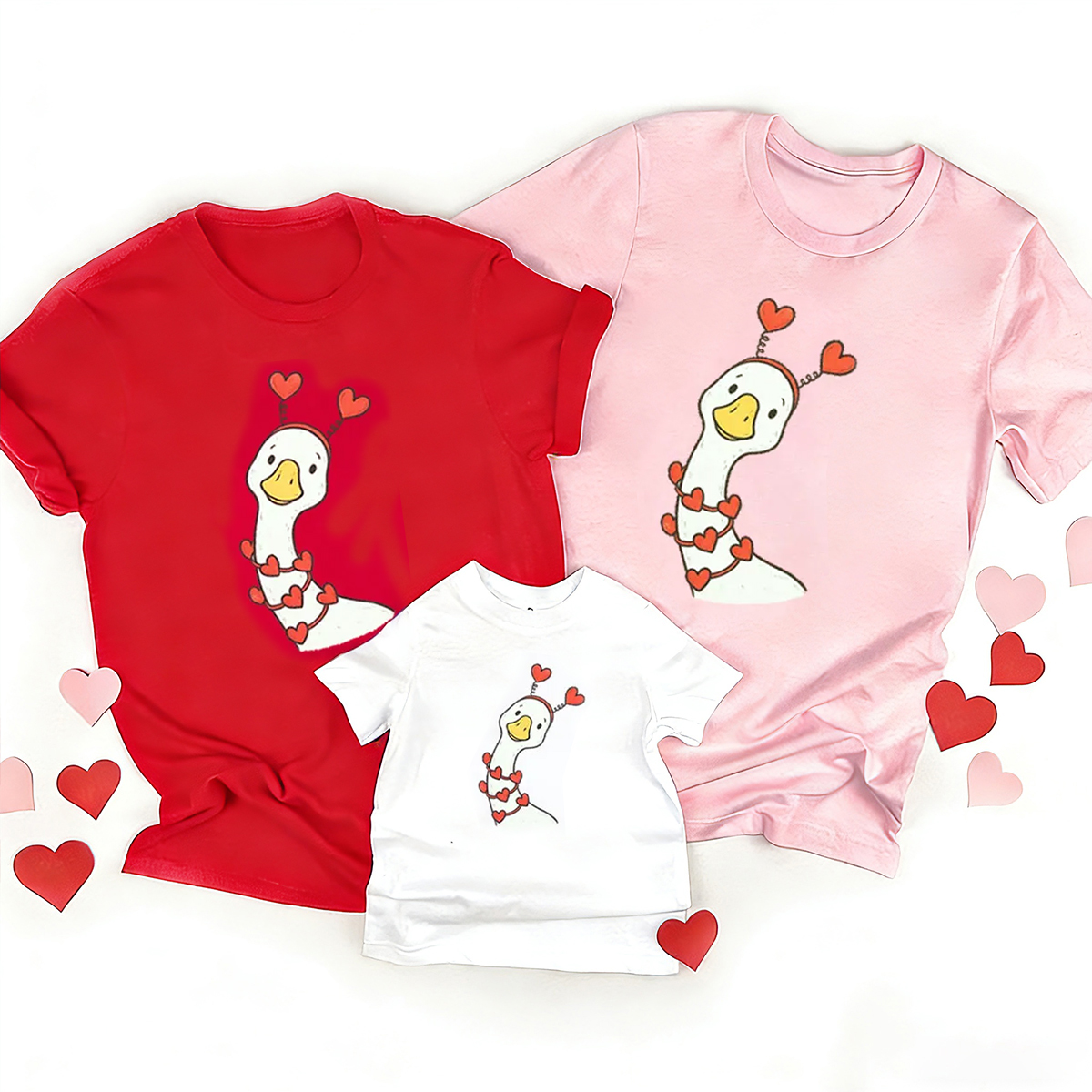 Pink Bow Preppy Goose Valentine's Day Family Shirt