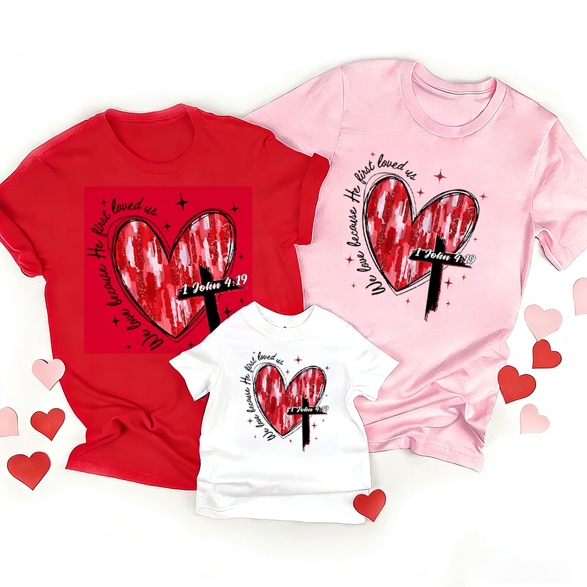 Heart Cross Valentine Jesus Family Shirt