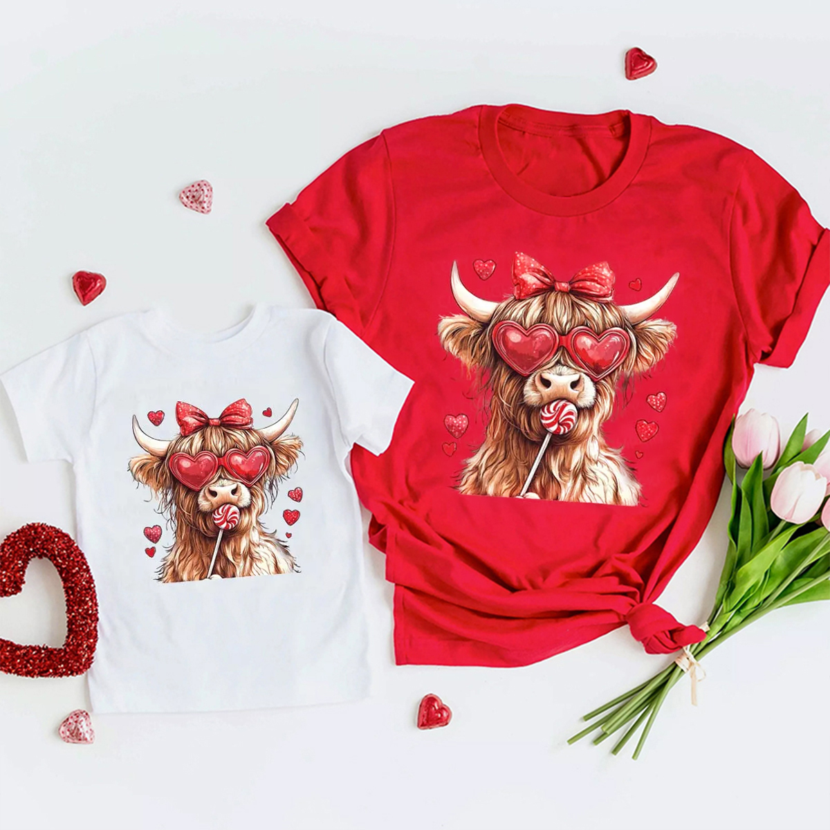 Highland Cow Valentine's Day Family Shirt