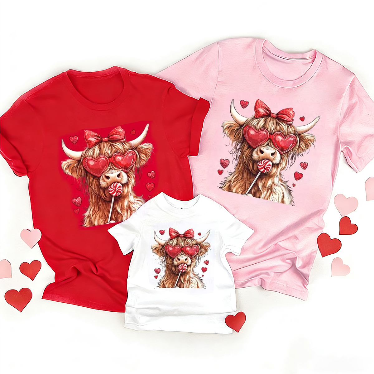 Highland Cow Valentine's Day Family Shirt