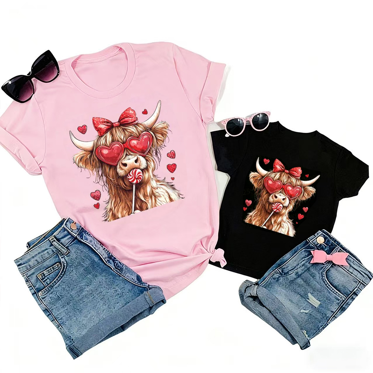 Highland Cow Valentine's Day Family Shirt