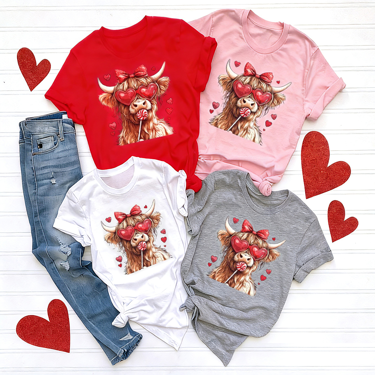 Highland Cow Valentine's Day Family Shirt