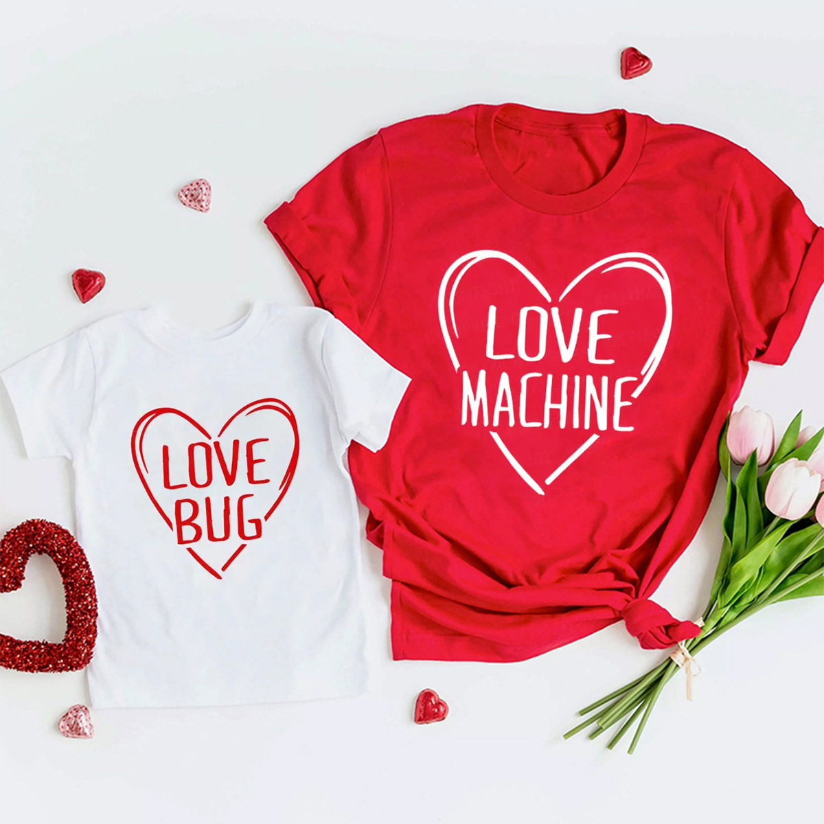 Personalized Playful Love Hearts Valentine's Day Family Shirt
