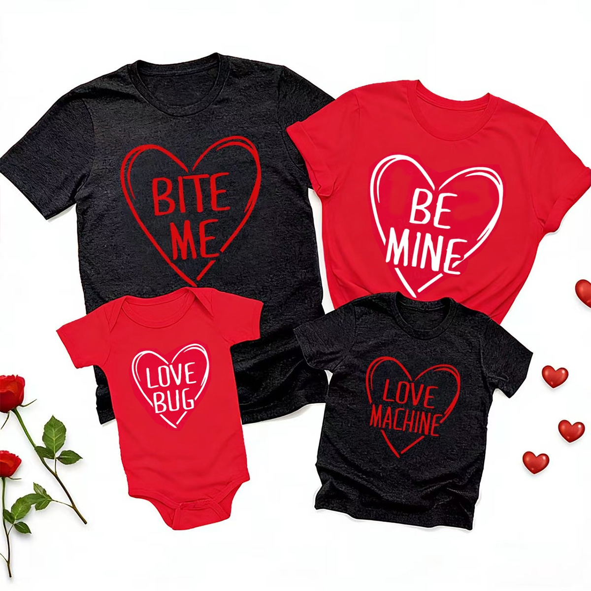 Personalized Playful Love Hearts Valentine's Day Family Shirt