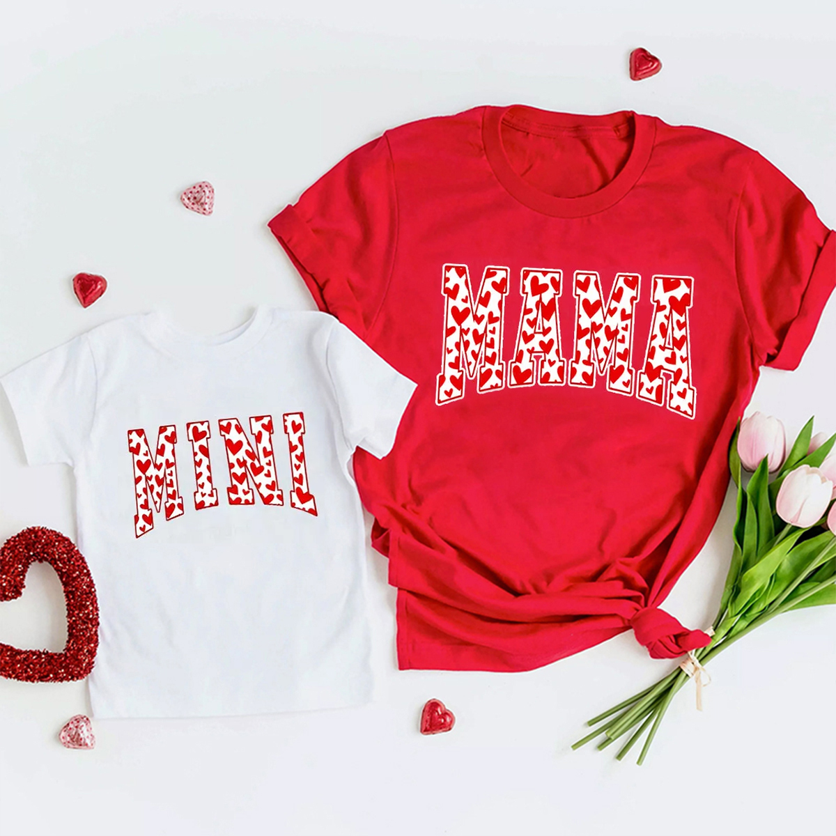 Personalized Heart-shaped Leopard Print Valentine's Day Family Shirt
