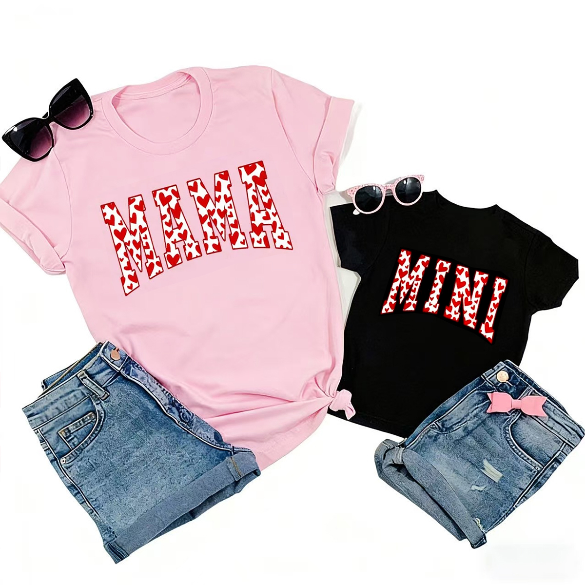 Personalized Heart-shaped Leopard Print Valentine's Day Family Shirt