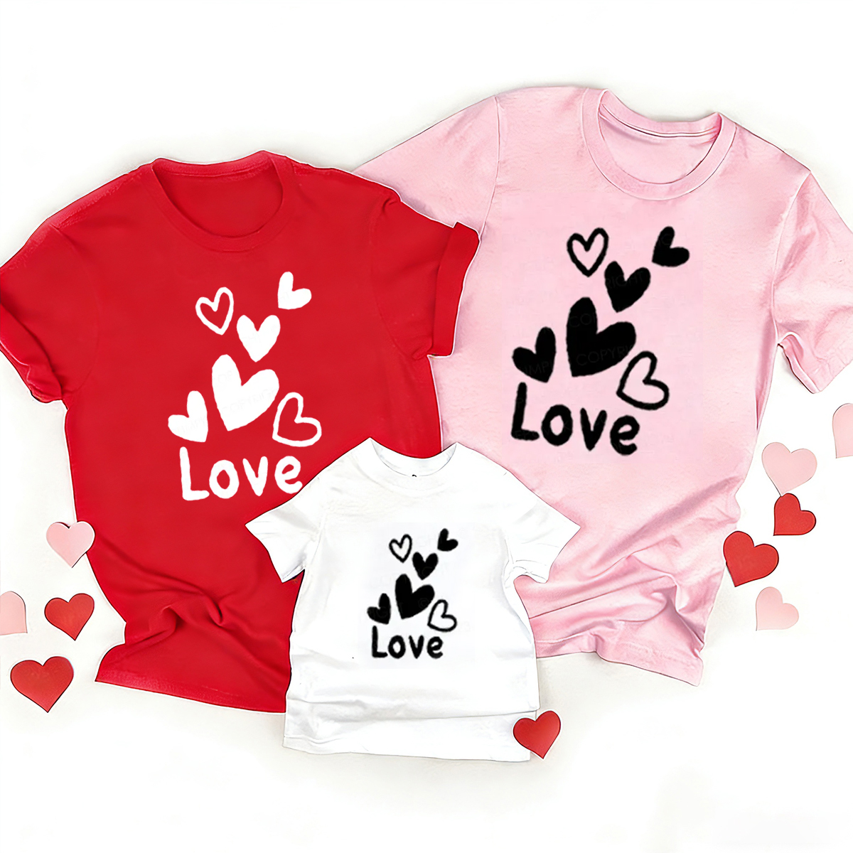 Floating Hearts Matching Valentine's Shirts
