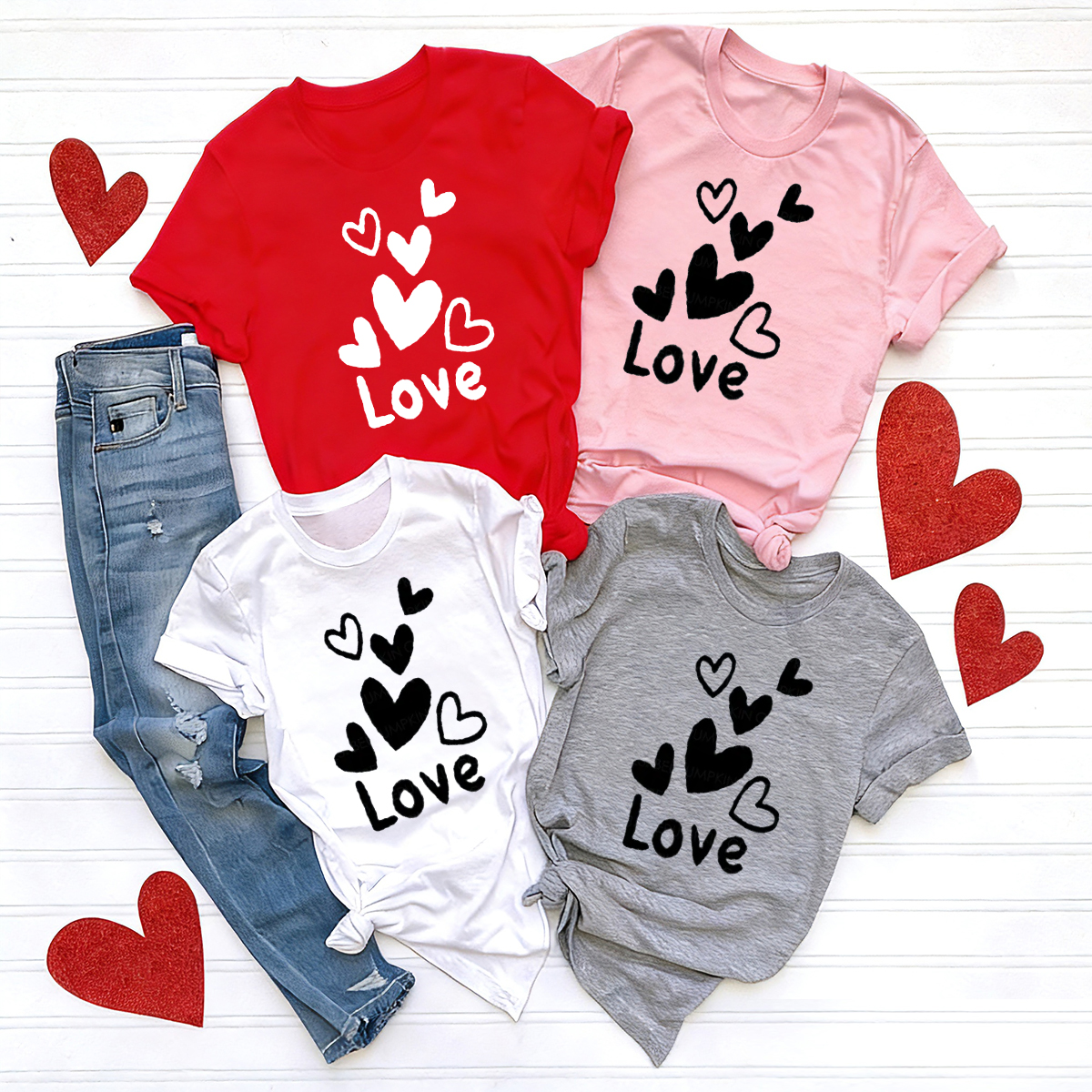 Floating Hearts Matching Valentine's Shirts