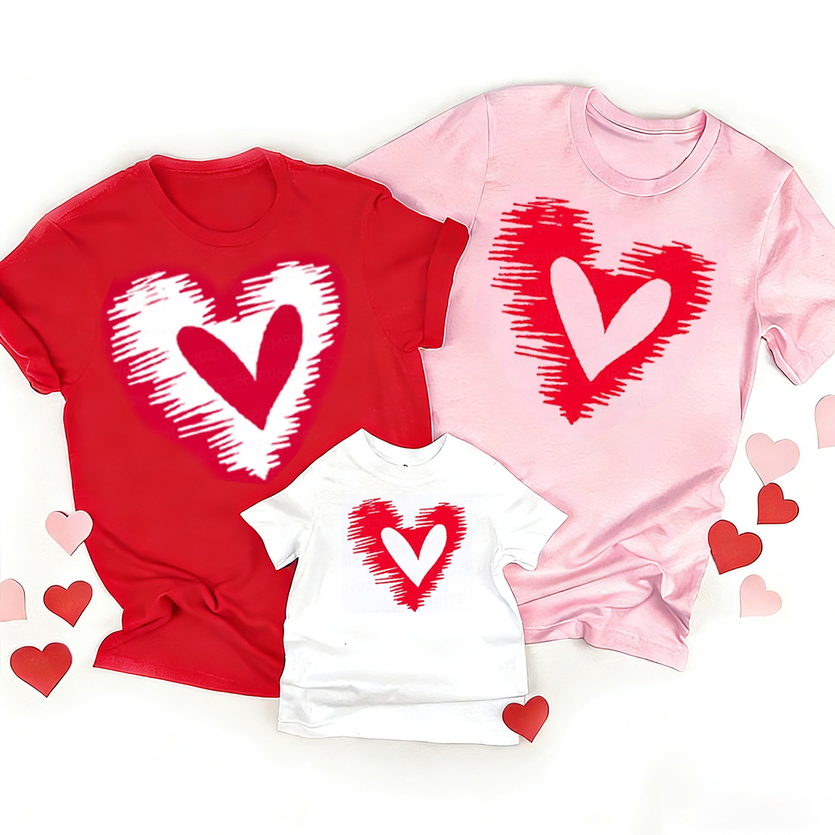Couple Doodle Hearts Matching Valentine's Shirts