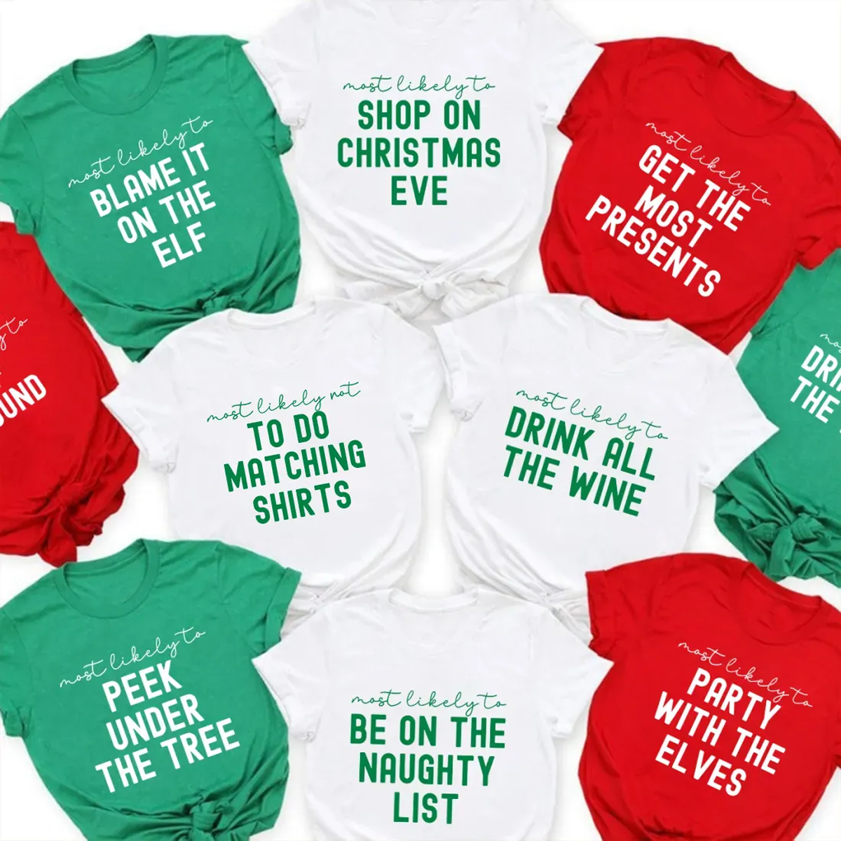 Family Christmas Shirts Most Likely To Funny Party T-shirts