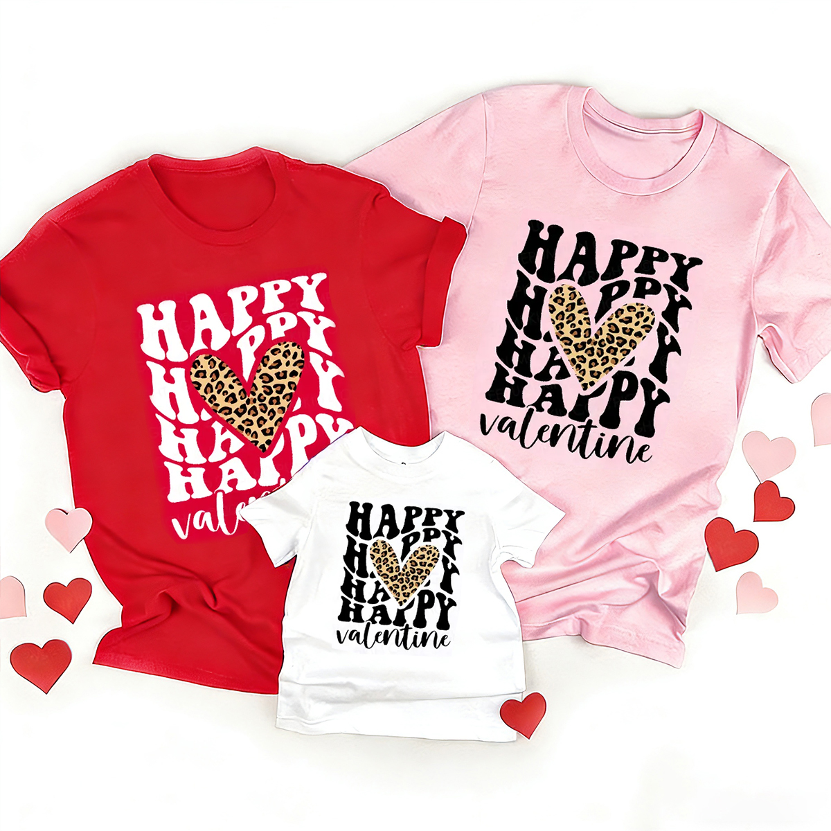 Stacked Happy Matching Valentine's Shirts