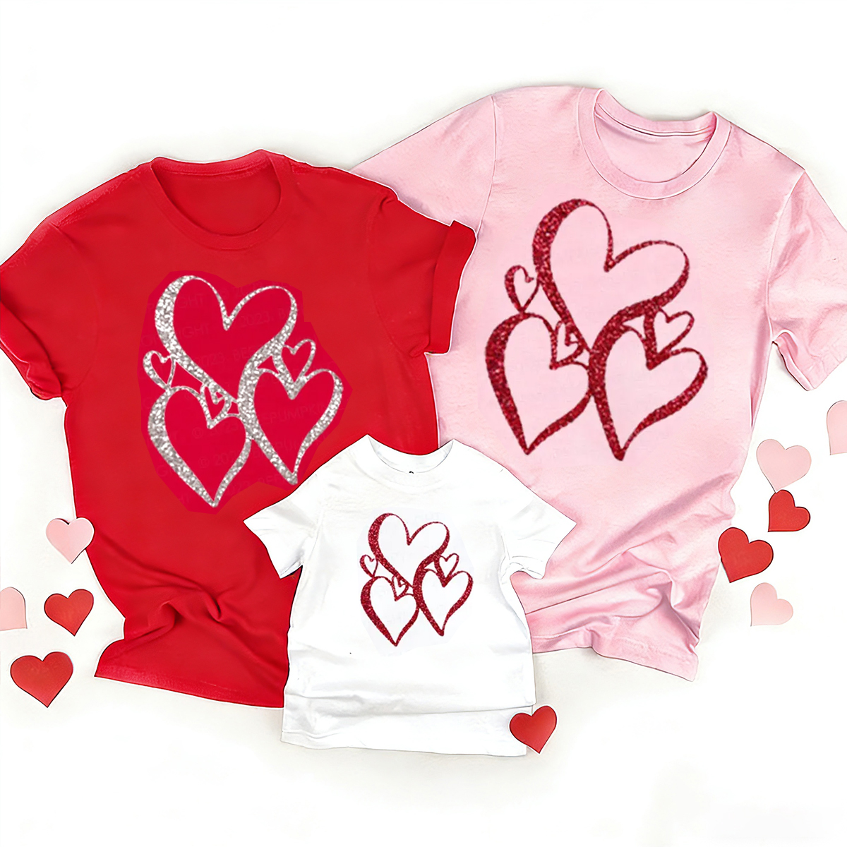 Glitter Love Heart Matching Valentine's Shirts