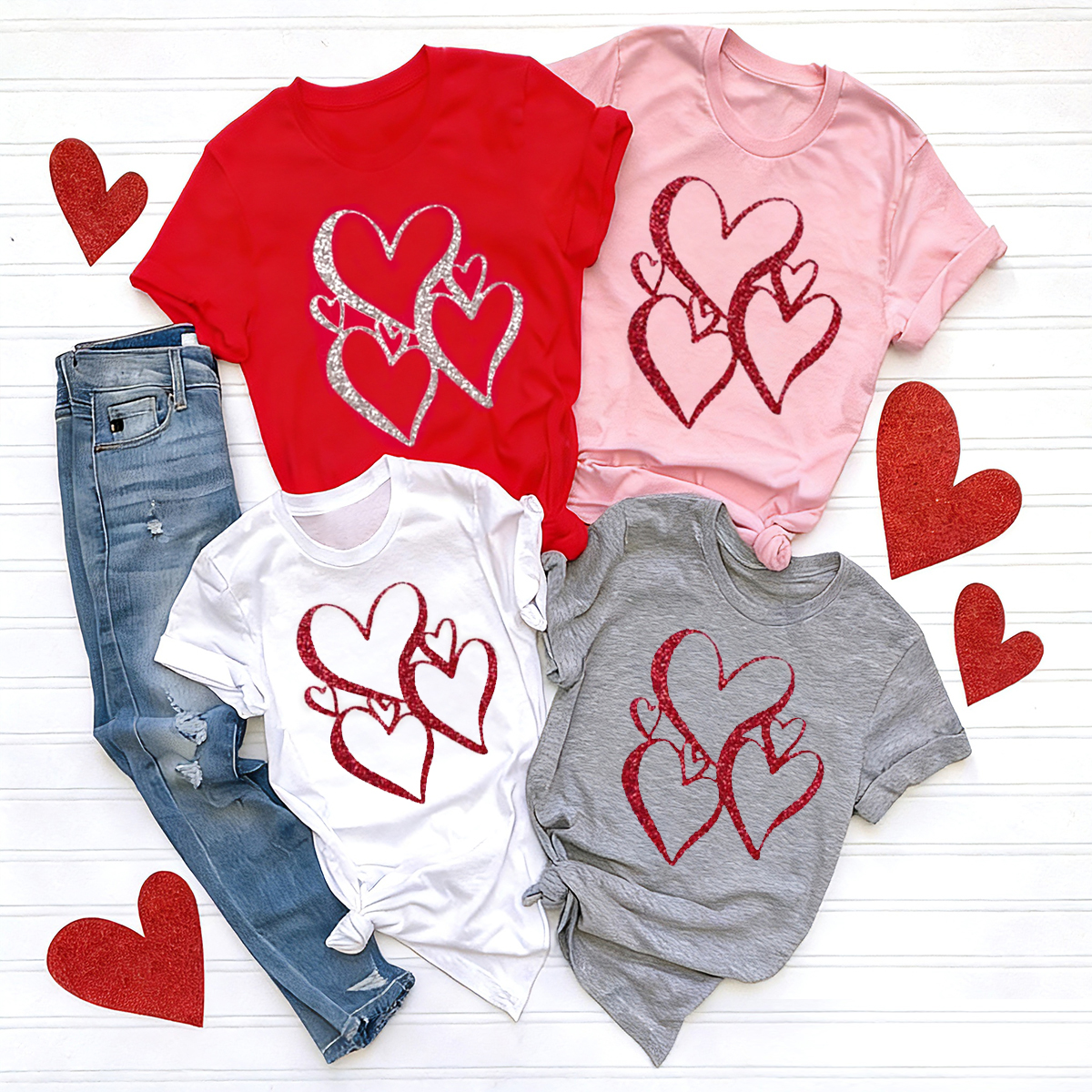 Glitter Love Heart Matching Valentine's Shirts