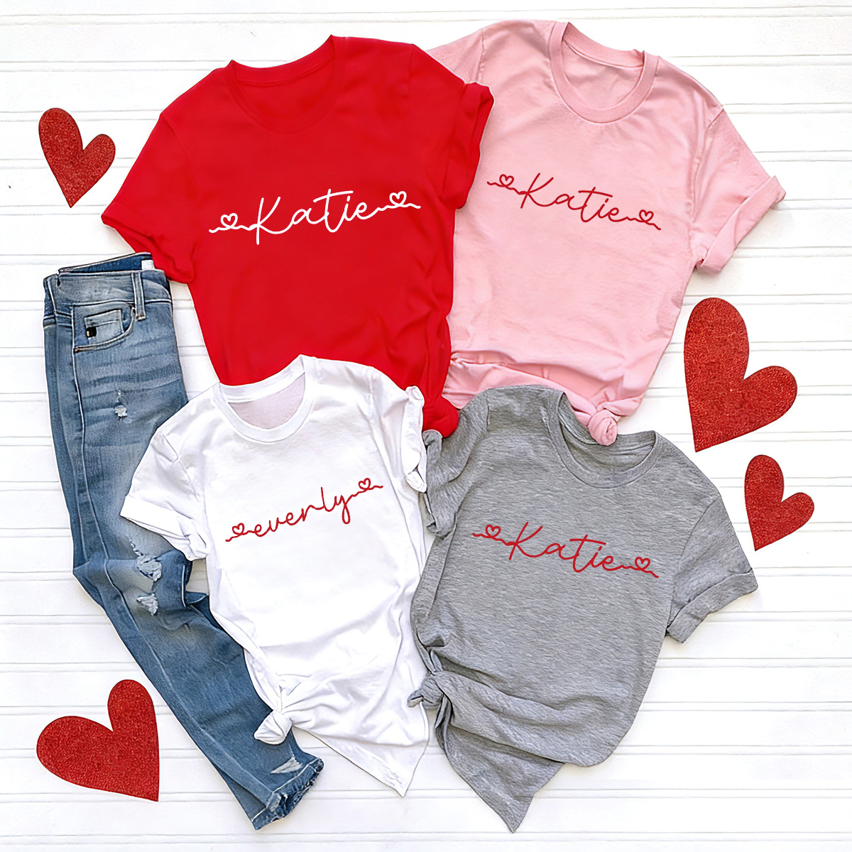 Monogram Love Heart Matching Valentine's Shirts