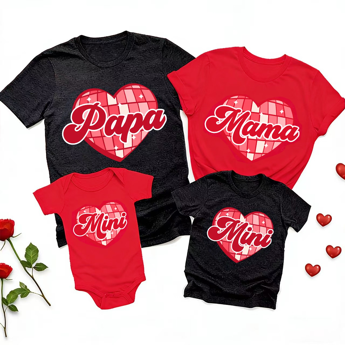 Personalized Checkerboard Hearts Matching Valentine's Shirts