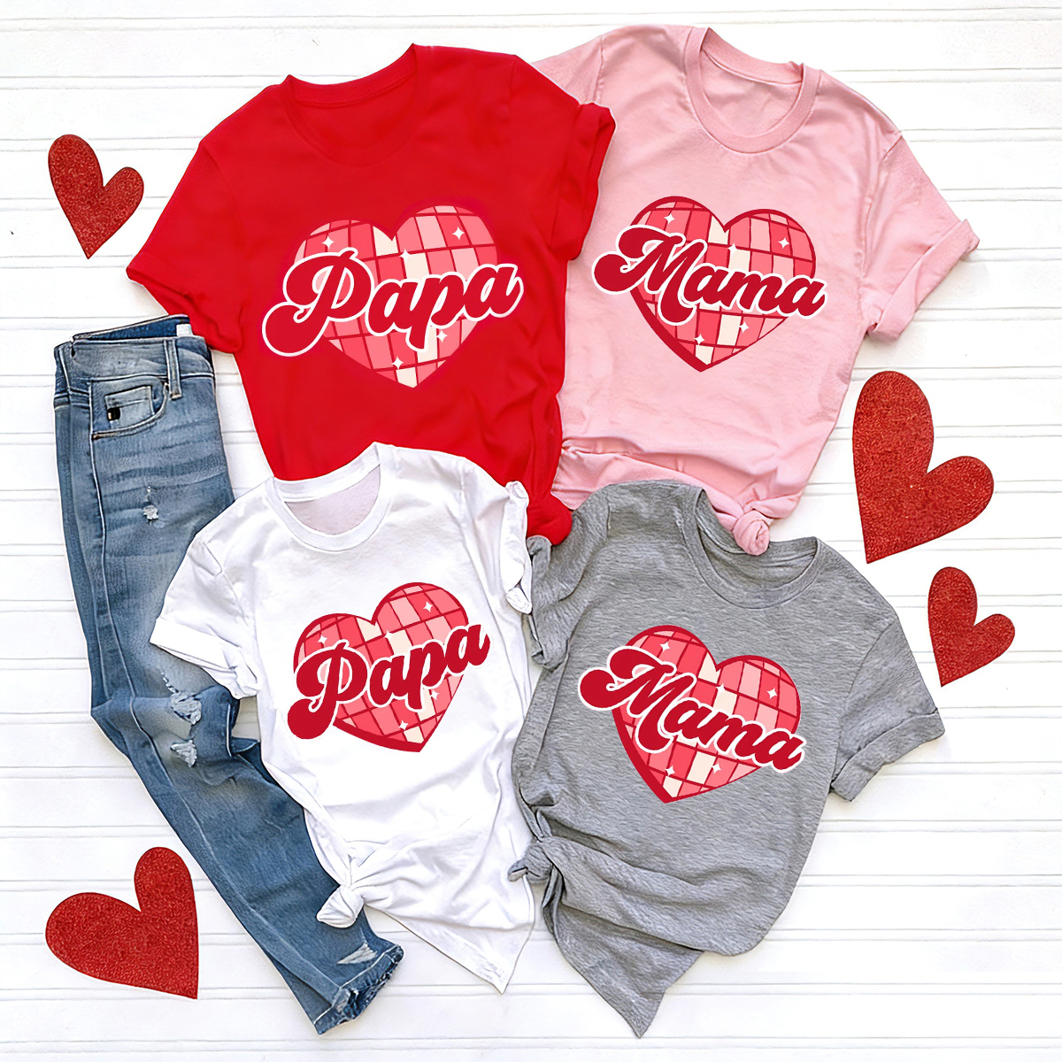 Personalized Checkerboard Hearts Matching Valentine's Shirts