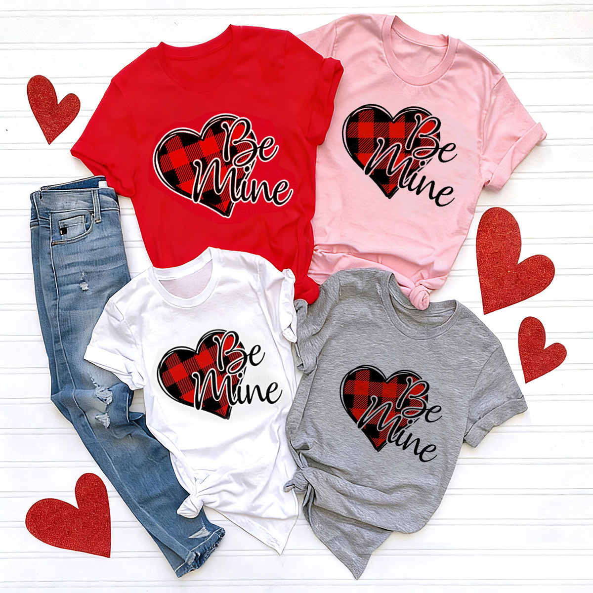 Checkerboard Be Mine Matching Valentine's Shirts