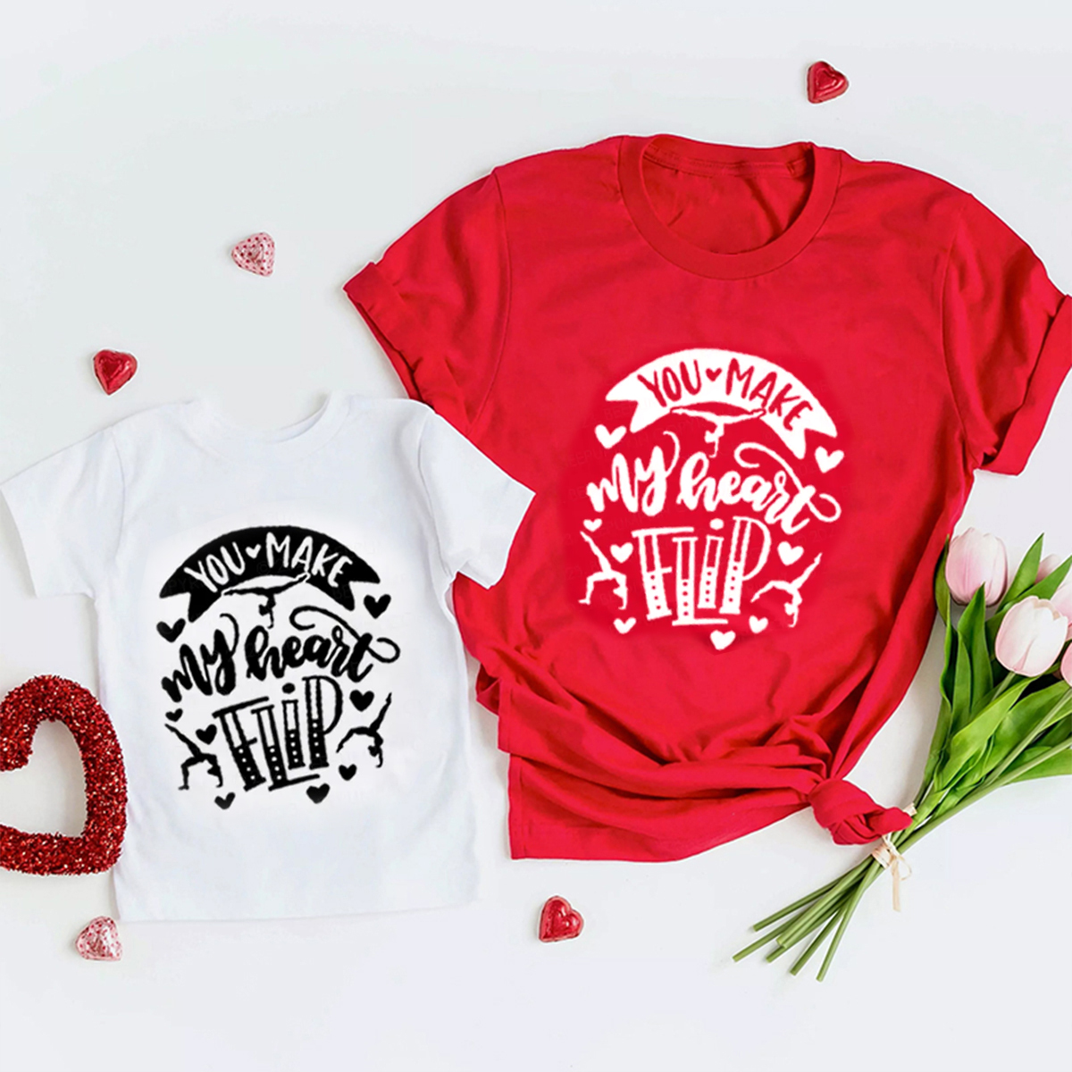 You Make My Heart Flip Matching Valentine's Shirts