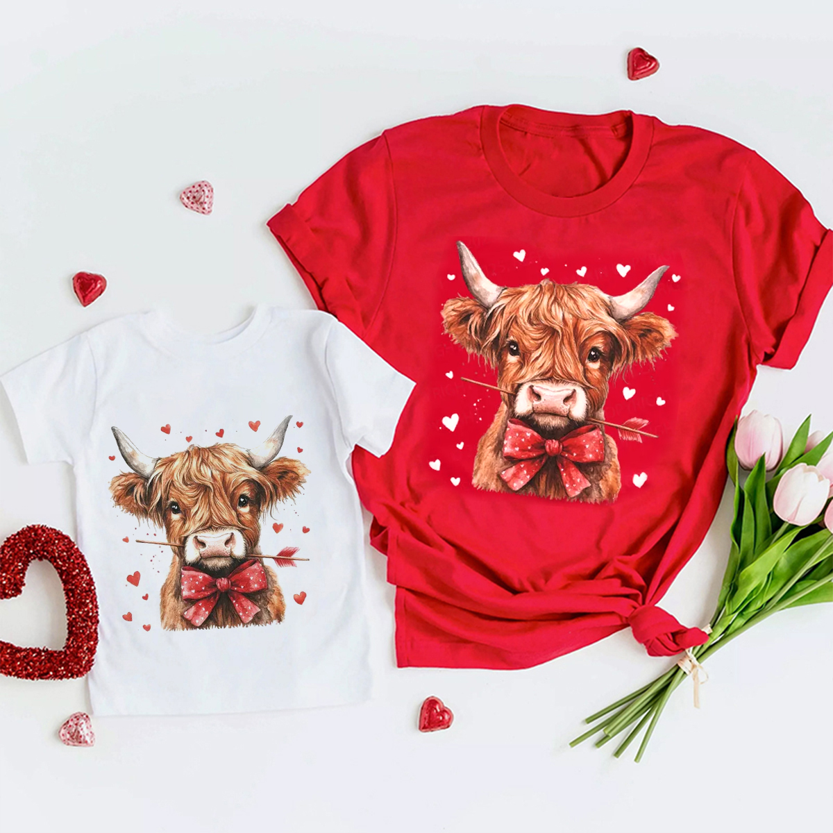 Highland Cow Valentine's Day Family Shirt