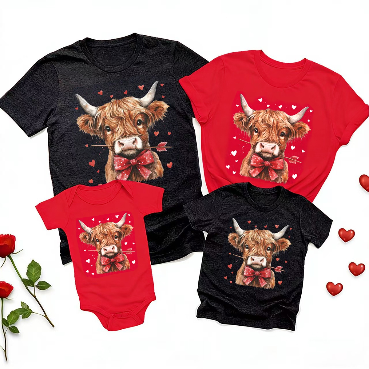 Highland Cow Valentine's Day Family Shirt